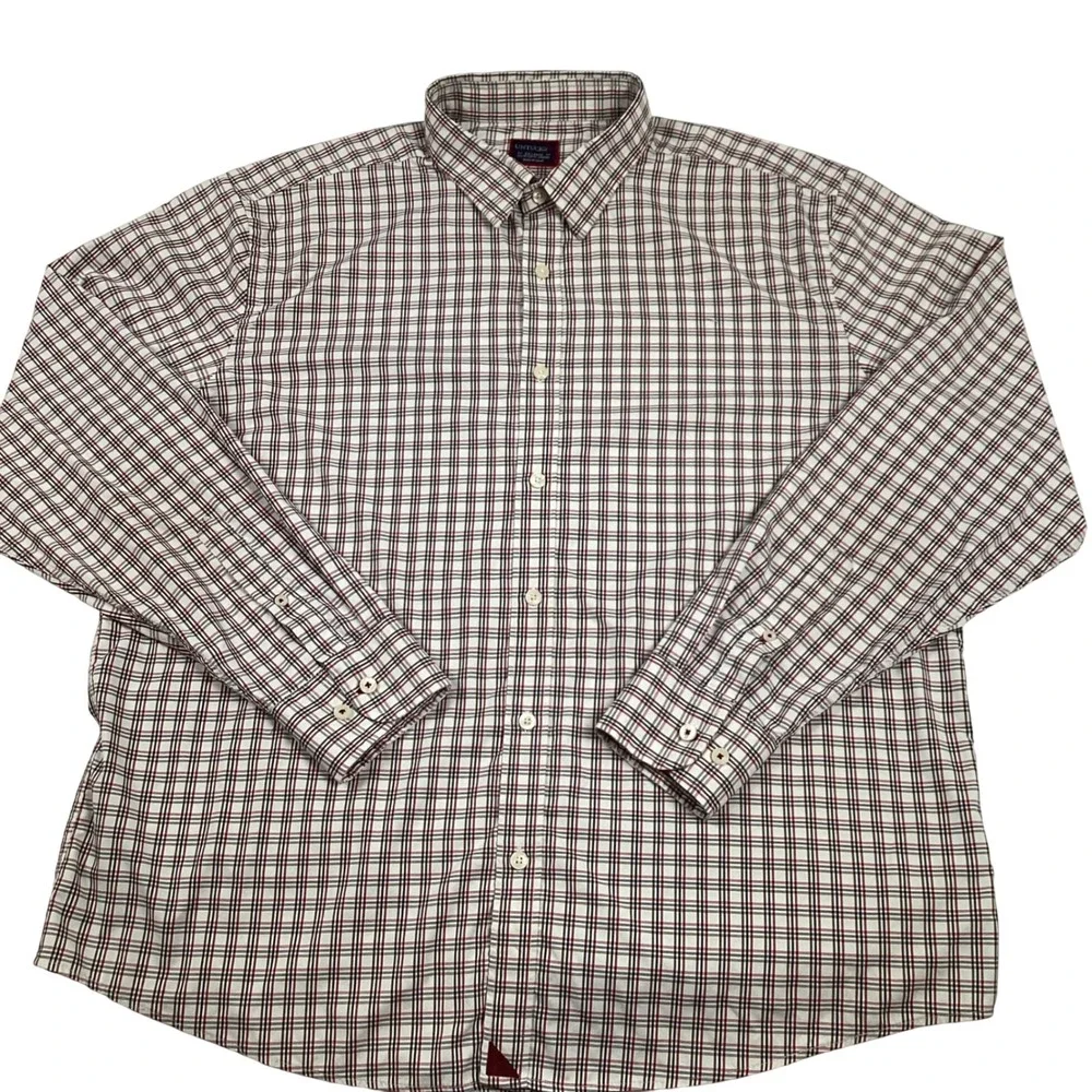 UNTUCKit Men's 2XLPlaid Button Down Long Sleeve Shirt Rosedale Red Nylon Spandex